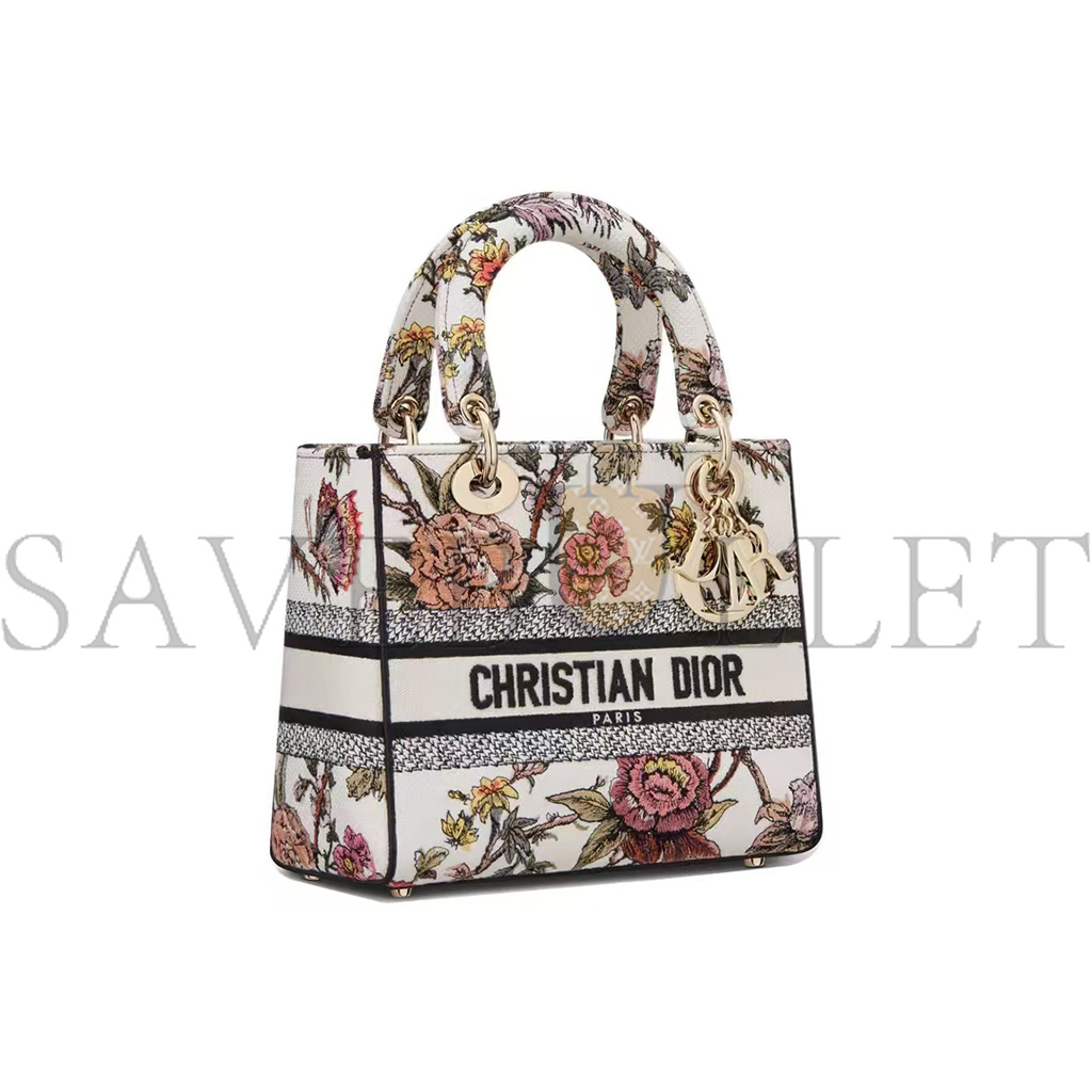 DIOR CHRISTIAN DIOR MEDIUM LADY D-LITE CLOTH BAG M0565ORZB (24*20*15cm)